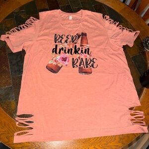 ⭐️Super soft Bella Canvas Tee. Coral  with Cut-Out Sleeves and sides. Size 2X⭐️